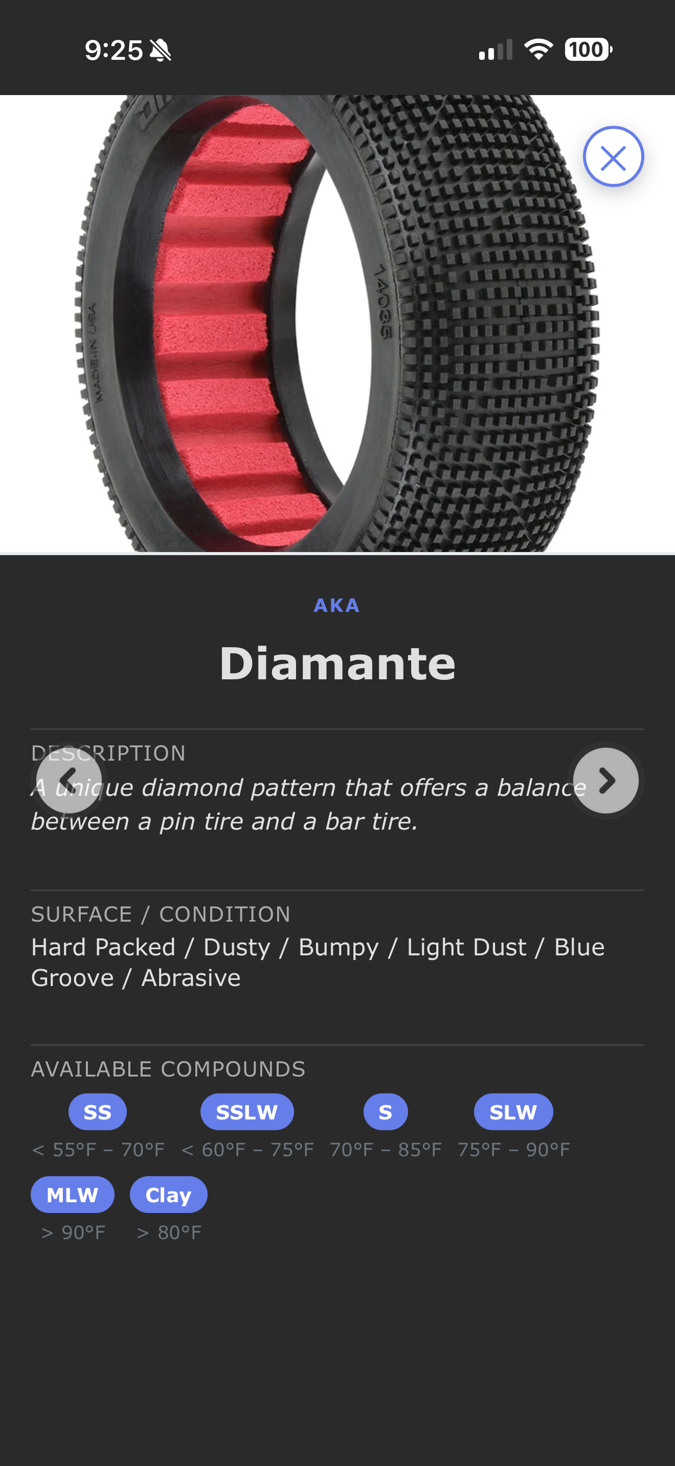 Expanded tire card